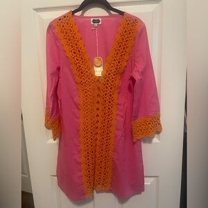 NWT Mud Pie Nora crochet swim cover up tunic “From Beach to Bar”